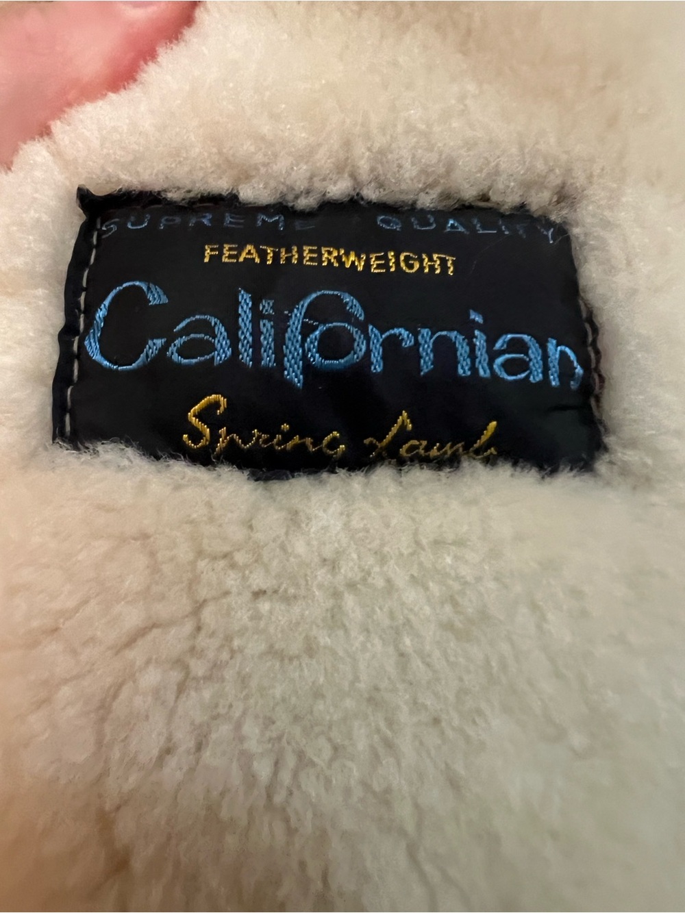 Norm Thompson Cream Shearling Labeled Lining